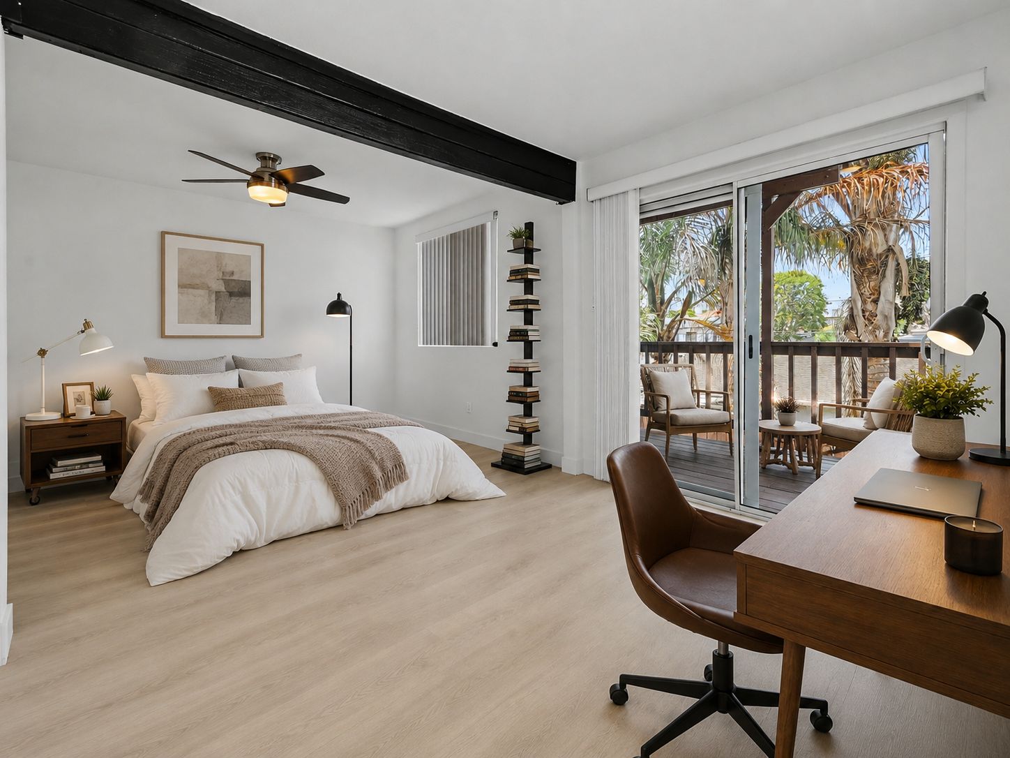 Virtually staged lower suite opening to a private patio